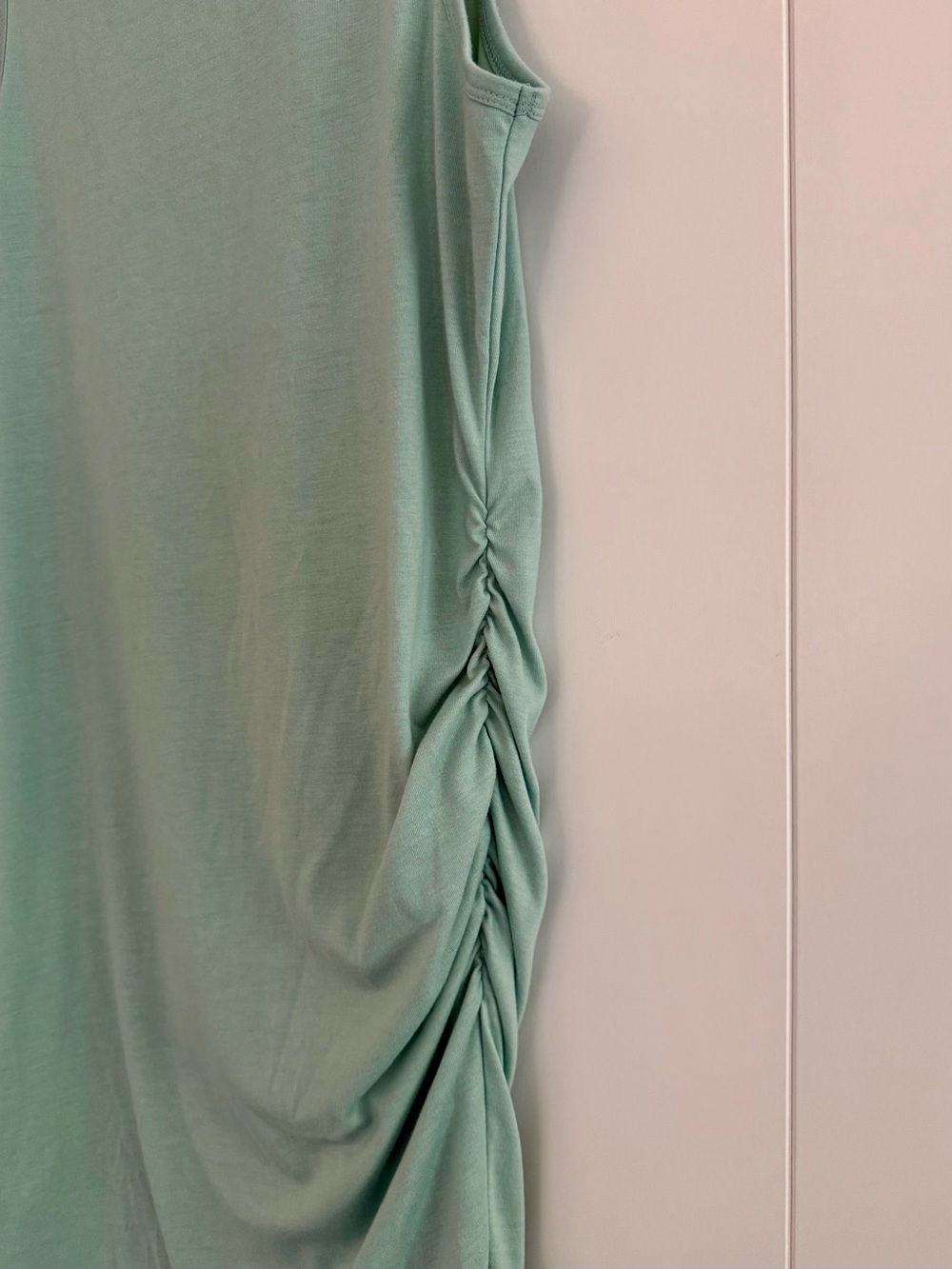 β¨ Sleeveless Tank Dress Mint Green Knit Ruched Bodycon Sheath Size L β¨ - Picture 5 of 14